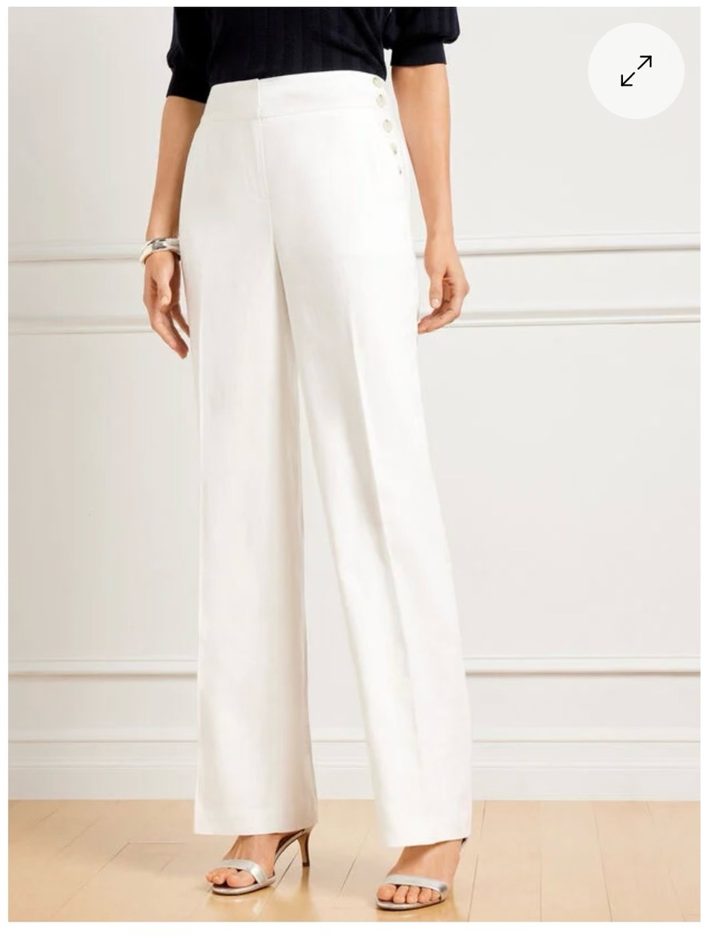 Talbots White High-Rise Wide-Leg Pants with Side Buttons Sz 18.      Bx3